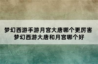 梦幻西游手游月宫大唐哪个更厉害 梦幻西游大唐和月宫哪个好